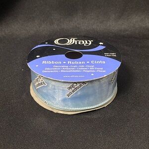 ⭐️ Offray Sheer Baby Blue Wired Edge Gift Ribbon 1.5” x 540”